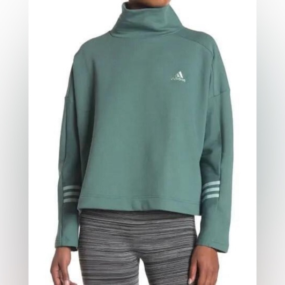 Women's ADIDAS emerald green Funnel Neck oversized Sweatshirt size small